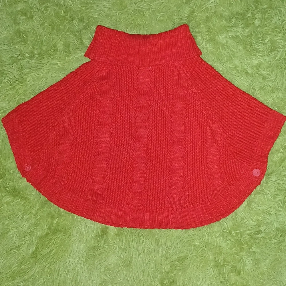 CARTER'S red Cable Knit turtle neck girls poncho Cape‎ Size 4T